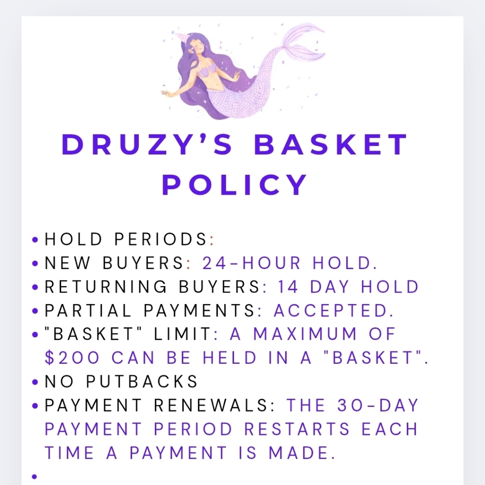 Druzy Basket Policy- New